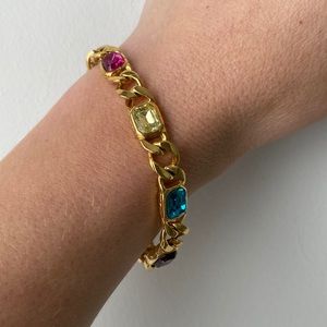 Vintage gold tone chunky jeweled bracelet